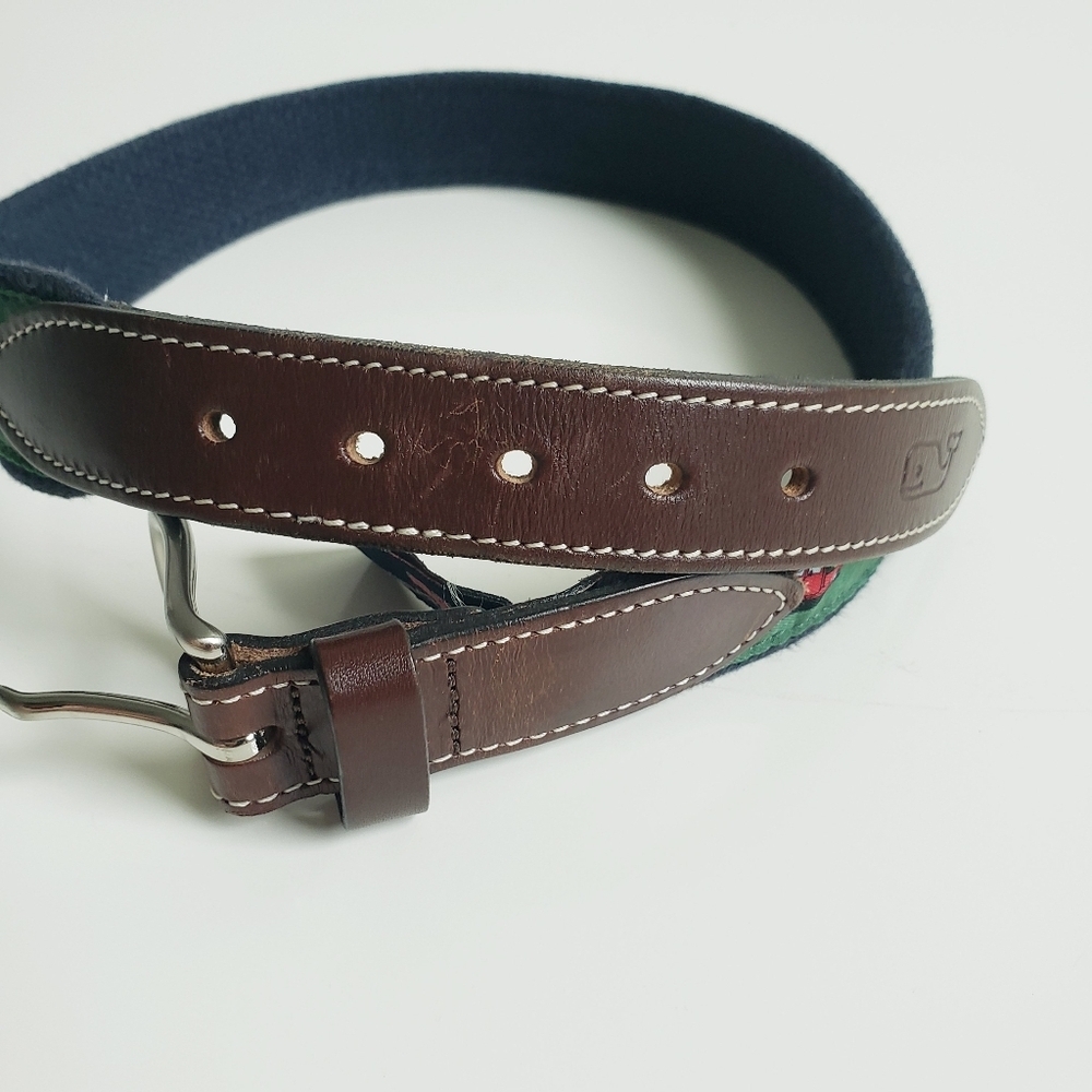 Vineyard Vines Christmas Red Truck Leather Kids Belt - Picture 4 of 5